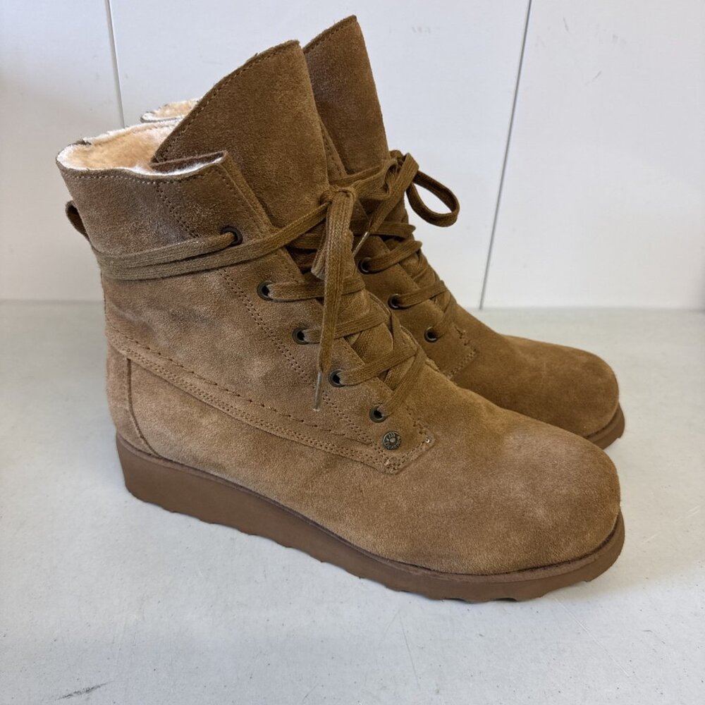 Bearpaw Krista Suede Wool Sheepskin Lined Sz 11 Snow Boots Winter Wedge Booties